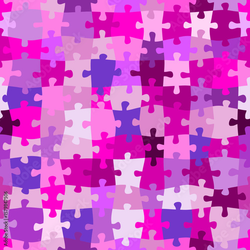Colorful assembled puzzle seamless vector pattern
