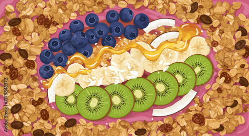 Top-Down Flat Lay of Diverse Food Ingredients