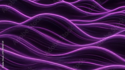 Wallpaper Mural Abstract Purple Waves: A Glowing Digital Landscape Torontodigital.ca