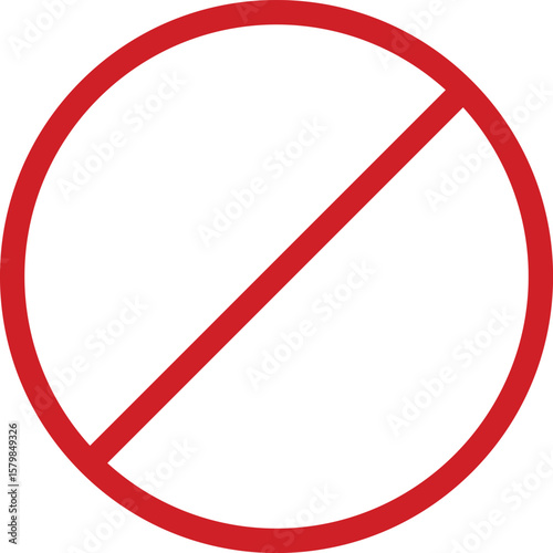 Red prohibition symbol on a white background representing no entry or forbidden action