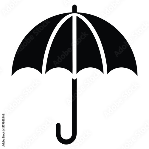 Black Umbrella Symbol Weather Protection, Rain Icon, Illustration Resource