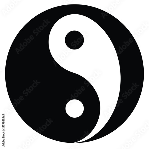 Circular Yin Yang Symbol Demonstrating Duality and Balance of Opposites