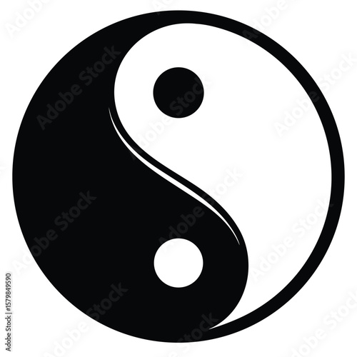 Classic Black and White Yin Yang Symbol Depicting Balance and Harmony Philosophy