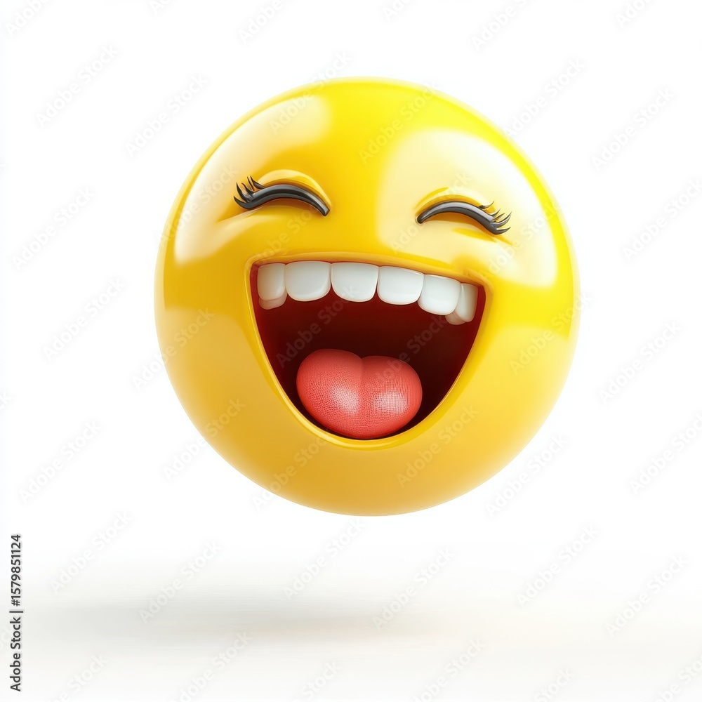 Fototapeta premium Bright Yellow Smiley Face with Cheerful Expression and Joyful Vibe