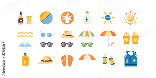 27 SPF Sun Protection Icons Set on transparent background