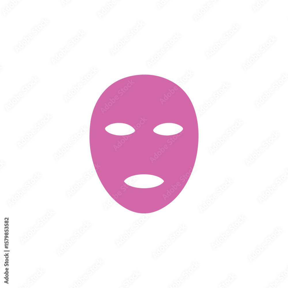 Pink face mask on white background showing spa beauty treatment product icon Pink face mask on white background showing spa beauty treatment product icon