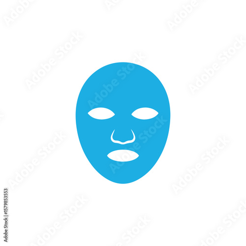 Blue face mask illustration on white background for skincare and beauty concepts