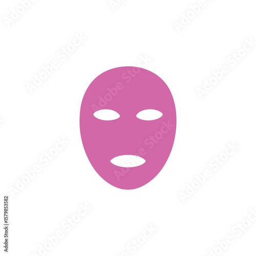 Pink face mask on white background showing spa beauty treatment product icon