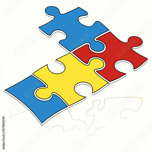 
a puzzle pieces in different colors