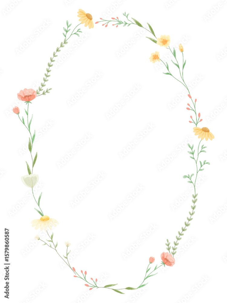 Fototapeta premium watercolor Flowers Frame