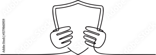 hands holding shield
