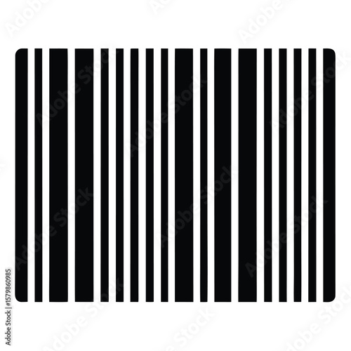 Black and White Barcode Illustration with Rounded Corners, Product Identification Symbol Design