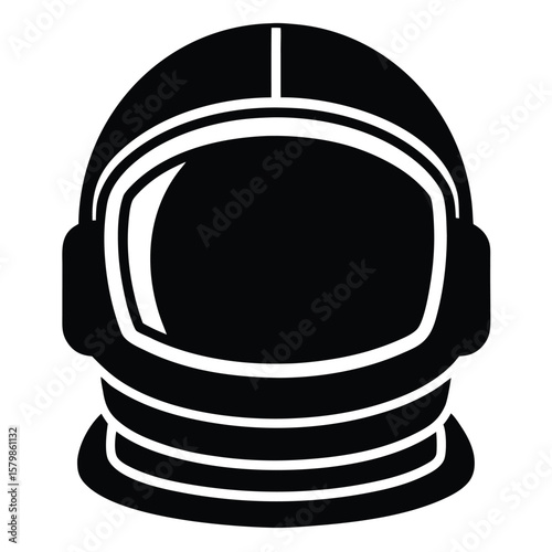 Astronaut Helmet Icon Classic Black And White Space Exploration Symbol Depiction