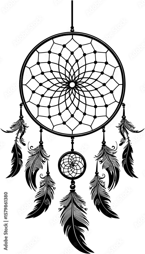 Fototapeta premium Boho Dream Catcher Feathers Design