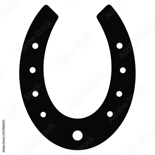 Bold Black Horseshoe with Circle Details for Luck Symbolism Imagery Design