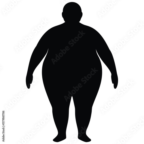 Silhouette of a Heavyset Man, Full Body Standing Pose, Simple Art