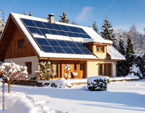 Snowy house with solar panels (3)