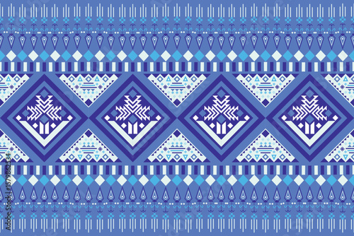 Geometric patterns in white and blue tones, decorated throughout the entire area, with no horizontal seams.
