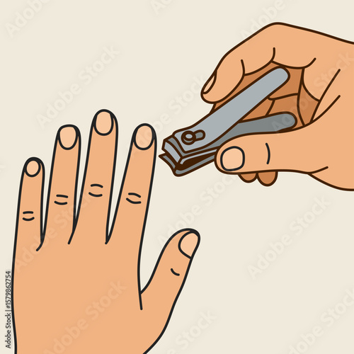 flat illustration of cutting fingernails  