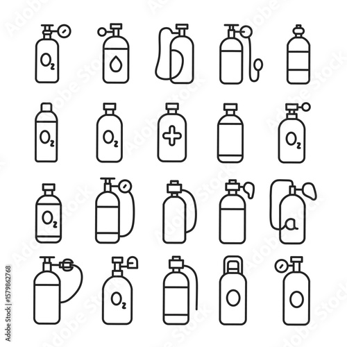 oxygen cylinder icon, oxygen cylinder line vector, gas cylinder icon 