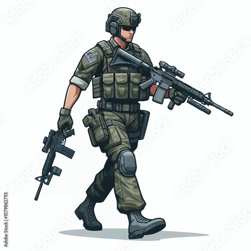 One Soldier Illustration Art Style