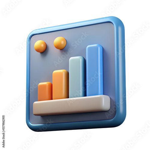3D Colorful Chart Visualizing isolated on transparent background
