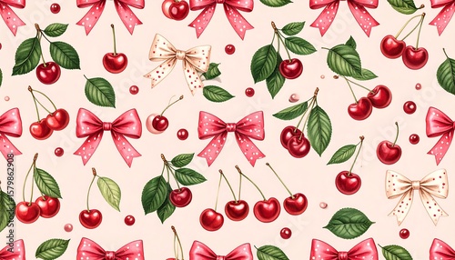 Cute cherry pattern with bows