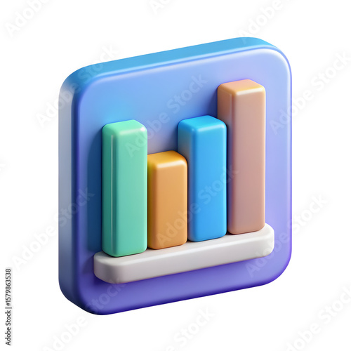 3D Colorful Chart Visualizing isolated on transparent background