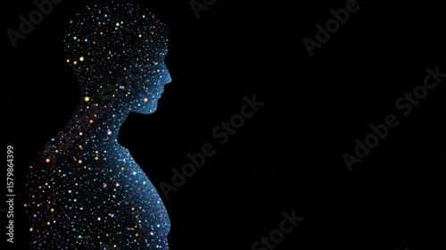 Glowing Galaxy Silhouette in Neon Color