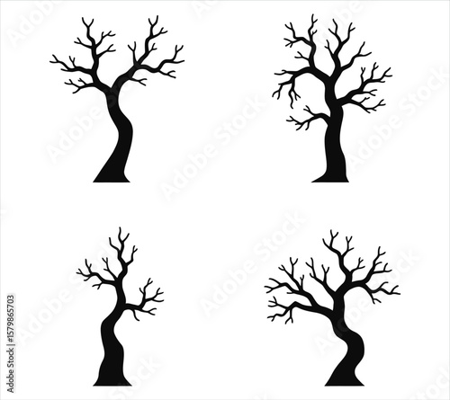 Dead Tree Isolated Silhouettes