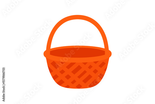 Flat vector illustration of empty basket icon, isolated on transparent background