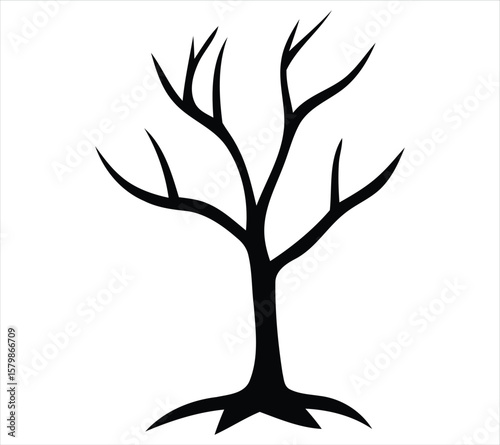 Night Forest Dead Tree Vector