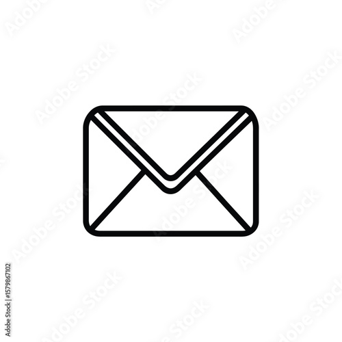 Minimalist Black Outline of a Mailing Envelope Icon on a White Background