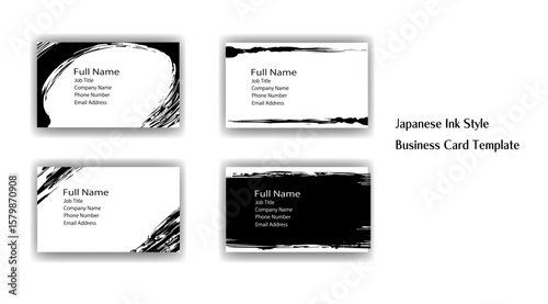 Sumi-e Business Card Template – Japanese Ink Style Name Card Vol2