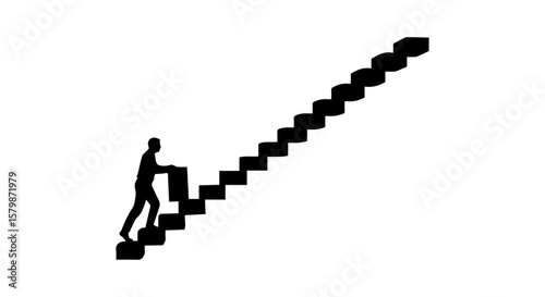 Vector art of man climbing stairs isolated on transparent background