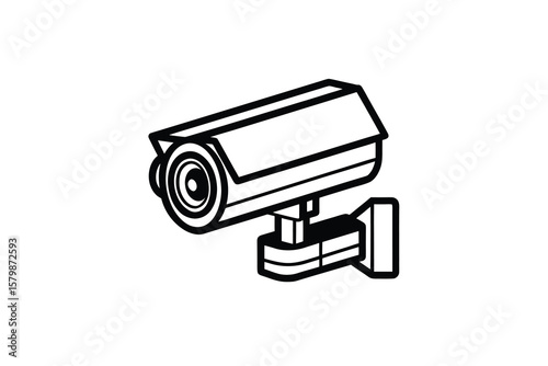 Security Camera Vector Illustration Depicting Surveillance Equipment for Safety and Monitoring in Silhouette Style silhouette