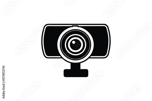 Webcam Device Illustration Depicting Video Communication Technology and Online Meetings in a Simple Silhouette Style silhouette