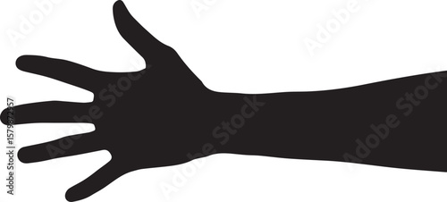 Vector art of silhouette of an open hand with fingers spread isolated on transparent background
