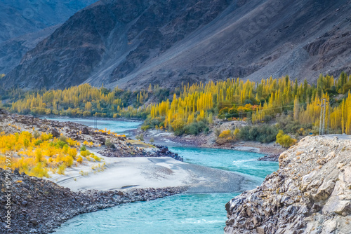 Beautiful Shigar valley, Skardu valley, known for its confluence of the Shigar and Indus rivers in the Gilgit-Baltistan region of Pakistan