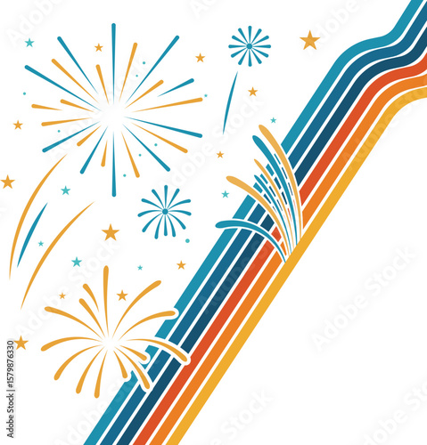 Retro Fireworks Celebration Vector