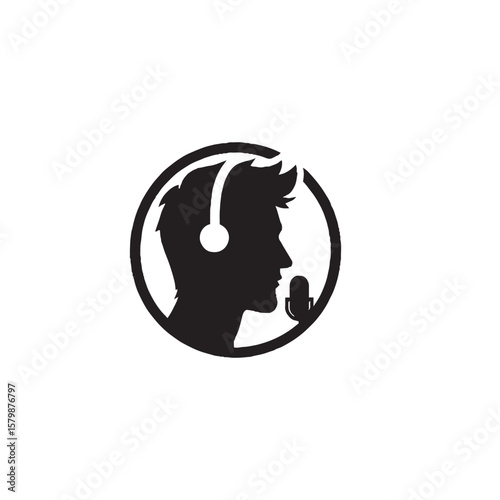 Commuter Listening to Podcast Silhouette on White Background – Vector Illustration for Digital Media, Urban Lifestyle, and Personal Enrichment Concepts
