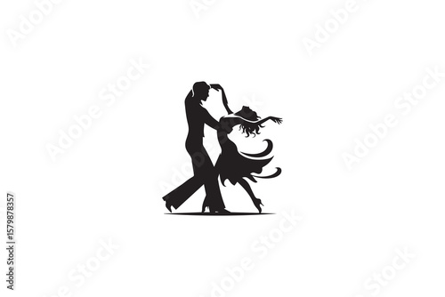 Elegant Couple Dancing Passionately in Silhouette Style a Timeless and Romantic Image Perfect for Dance Studios Wedding Invitations and Artistic Projects silhouette