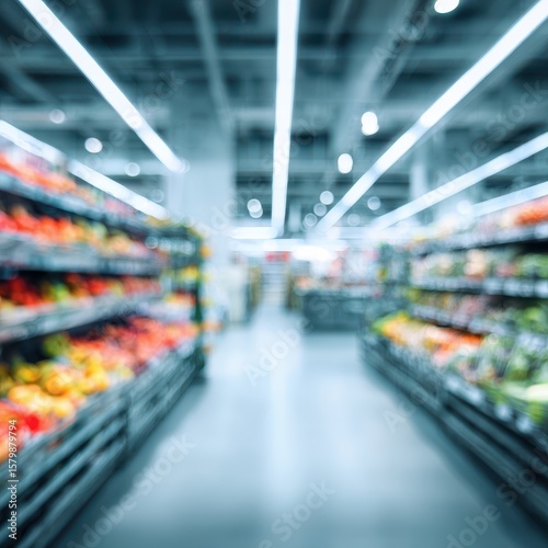 Blurred supermarket interior
