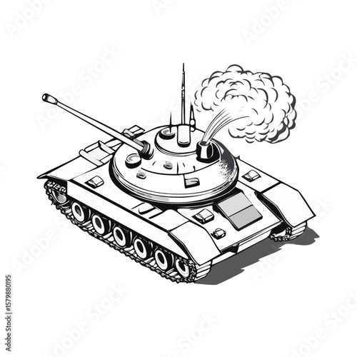 Tank firing vector, simple battle sketch