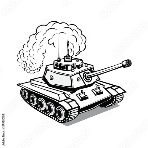 Tank firing vector, simple battle sketch