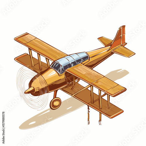 propeller plane vector, vintage art