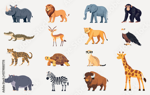 Diverse wild animal illustrations, element vector set