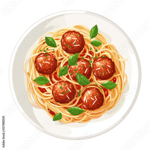 Meatballs and Spaghetti spaghetti pasta plate vector
