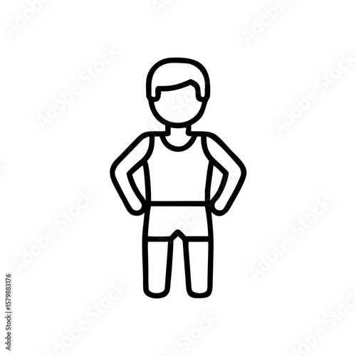 Grey-haired man in fitness clothes with hands on hips demonstrating confidence | Concept of Active Longevity, Active Aging  