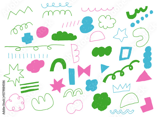 手描きあしらいセット　幾何学模様　かわいい
